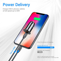 Adaptateur chargeur de voiture USB rapide 30W chargeur USB allume-cigare tout métal Charge rapide Compatible avec la plupart des téléphones