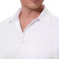 Chemise formelle pour homme à col carré, coupe ajustée, manches longues, couleur unie, en tissu tricoté extensible dans quatre directions, anti-humidité, à simple boutonnage