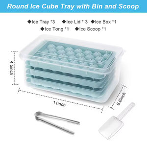 TOP Seller BPA Free <strong>Plastic</strong> <strong>Mini</strong> Round Ice Ball Maker Mold Flexible Ice Cube Tray with Lid and Scoop Ice Cream Tools - Product Image 2