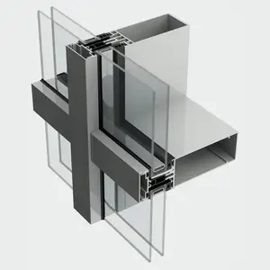 Anodized aluminium profile facade post-transom system SIAL KP50 aluminum profile for curtain wall facade series KRF-50