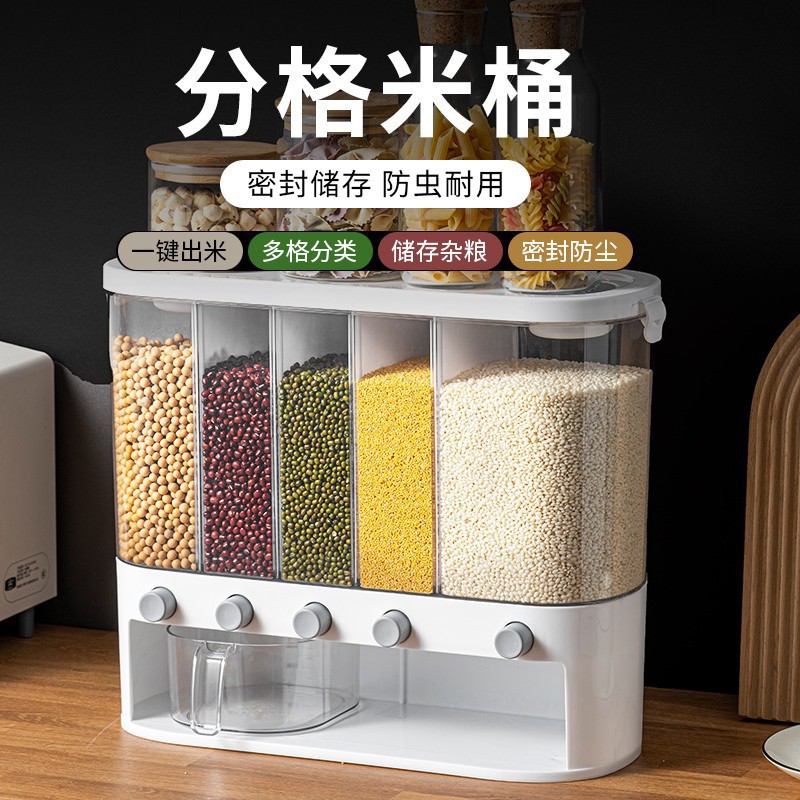 Moisture-Proof Square Food Grade Plastic Storage Bucket Lid Sealed Jar for Whole Grains Transparent Household Storage Container