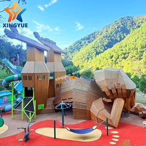 Structure de jeu géante personnalisée en acier inoxydable 304 avec filet d'escalade, tunnel, toboggan et pont à chaînes pour Forêt, Station balnéaire, Central Park, École - Product Image 2