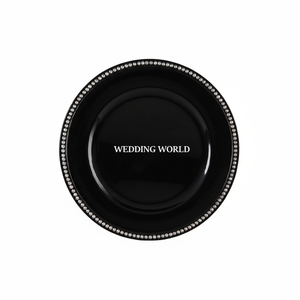 Nouvel arrivage d'assiette de présentation noire en métal assiette de dessous décorative faite à la main de qualité supérieure assiette de service en gros de taille personnalisée - Product Image 1