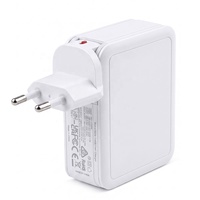 Cargador Rápido HNT 40W GaN USB-C+A con Cable Retráctil, Adaptador de Viaje Universal para Teléfono Móvil con Material Ignífugo ABS+PC
