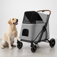 Poussette pour grand chien, capacité 55 kg, robuste, pliable, avec capote haute, poussette pour animaux de compagnie 360 °   Roues pivotantes OEM ODM en gros