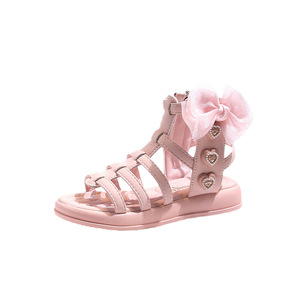 <span class=keywords><strong>Sandales</strong></span> romaines montantes décontractées à bout fermé pour petites filles, collection été 2024, nouvelle semelle souple antidérapante - Product Image 5