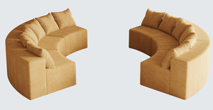 99-Inch Boneless Couch Chaise L-<b>Shaped</b> Modern Upholstered Sectional Sofa Set Three <b>Pillows</b> Corduroy PU Cover Living Room - Product Image 6