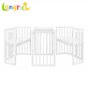 Cuna Musical Convertible 3 en 1 de Madera Natural, Cunas Redondas y Ovaladas para Bebés y Niños, Artículos para Bebés - Product Image 4