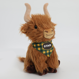 Vente Flash : Peluche Vache des Highlands Moelleuse, Bovin en Peluche Doux avec Bandana Adorable, Jouet Animal de Ferme Unique - Product Image 1