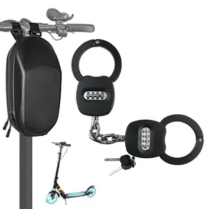 Heavy Duty Twins Anti Theft Waterproof Handcuff 4 Digit Combination Chain Lock With Bag For E-scooter E-Bike Bicycle Motorbike