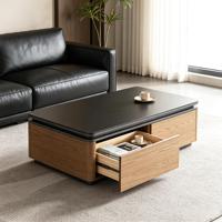 Table basse de style moderne en bois massif, écologique et durable, pour salon, avec plateau en bois texturé de luxe et design de rangement stable