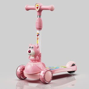 Orso rosa due in uno Scooter e blocco pattinaggio 3-6 anni bambino in sella a 6-12 anni giocattolo bambina materiale plastico resistente - Product Image 4