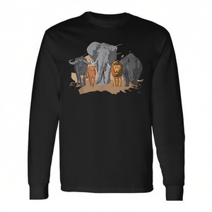 Big Five Africa <b>Safari</b> Long Sleeve T-<b>Shirt</b> Kenya South Africa Wildlife Design - Product Image 2