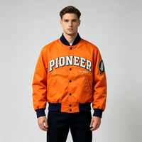Blouson Bomber Homme Rouge Personnalisé en Nylon, Coupe Oversize, Style Streetwear en Satin, Lettres Brodées sur le Devant, Écologique et Coupe-Vent