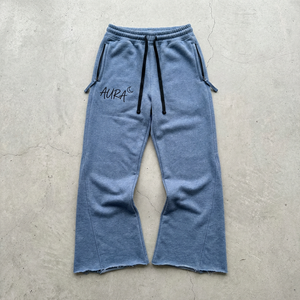 Pantalones Deportivos <span class=keywords><strong>de</strong></span> Algodón para <span class=keywords><strong>Hombre</strong></span>, Estilo Vintage, Lavado Azul, Pantalones Anchos con Logotipo Bordado y <span class=keywords><strong>Dobladillo</strong></span> Deshilachado, Pantalones Casuales para <span class=keywords><strong>Hombre</strong></span> - Product Image 1