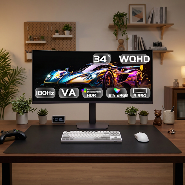 WQHD 180Hz Curved Screen Monitor 34 Inch Fast Refresh Desktop Monitor for ODM Wholesale Buyers