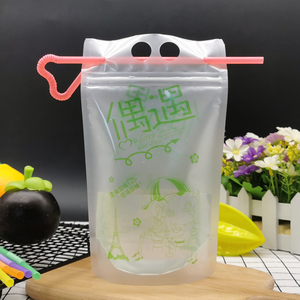Lebei tái sử dụng rõ ràng dây kéo nhựa uống túi nước ép trái cây uống bao bì chất lỏng đứng lên túi với rơm - Product Image 3