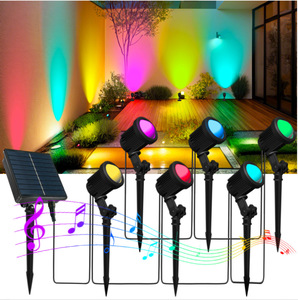Lámpara Solar para Jardín con Control por Aplicación, Inalámbrica, Cambio <span class=keywords><strong>de</strong></span> Color, IP65, Resistente, para Patio, Acera, Valla, Súper Brillante - Product Image 1