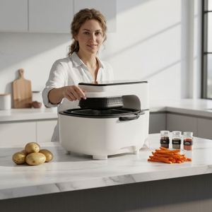 Friteuse à air numérique 5L, chauffage par tube à ondes lumineuses en fibre de carbone, 80-200 ° C, Fenêtre panoramique à vue supérieure, Contrôle précis de la température - Product Image 5