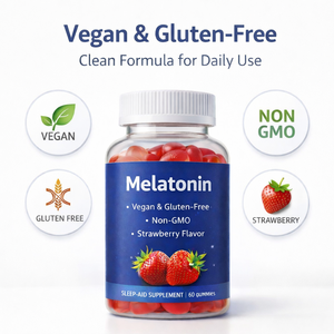 Gommes à mâcher à la mélatonine, saveur fraise, soutien au sommeil et à la relaxation, végétaliennes, sans gluten, 60 unités - Product Image 4