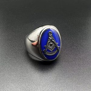 Freemason Men's <b>Ring</b> Gold Plated Blue Resin Geometric Design Bezel Setting Jewelry Gift For Him - Product Image 3