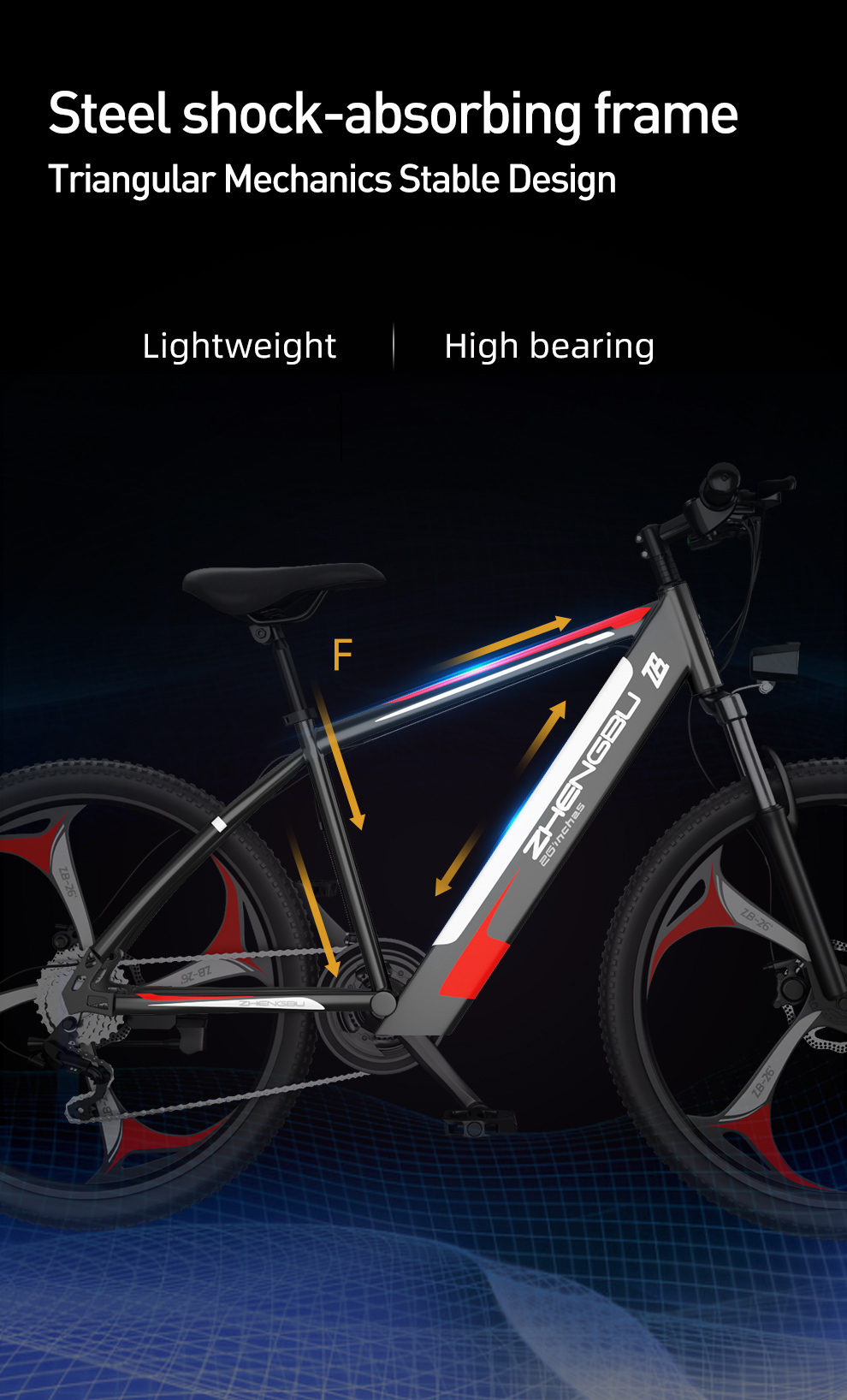正步500w电动山地车帮小48v bicicleta electricica锂电池电动自行车