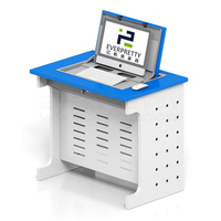 Meuble de laboratoire Bureau d'ordinateur à cadre en bois Table à écran rabattable intelligente Bureau d'ordinateur avec support CPU et tiroir