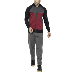 Venta caliente de los hombres con capucha cremallera chándales tela transpirable patrón sólido Jogging Casual Street Wear para invierno al por mayor - Product Image 1