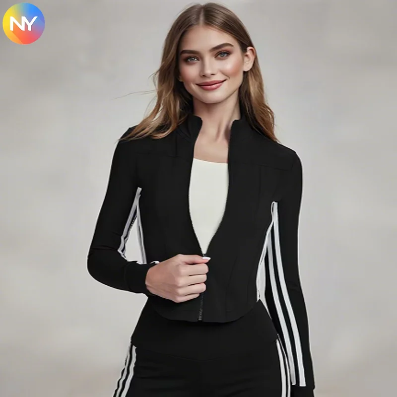 Advanced Sense Ladies Long-Sleeved Yoga Fitness Jacket Slim Standing Collar with Zipper Top Lulu Sports Topcoat