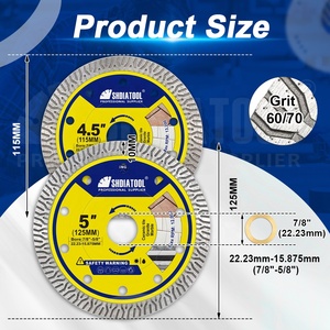 Disque de coupe diamanté OEM Y Mesh 4,5 po/5 po ultra-mince pour usages à sec et humide, disque abrasif pour meuleuse d'angle, outil de découpe de carreaux pour marbre et pierre - Product Image 4