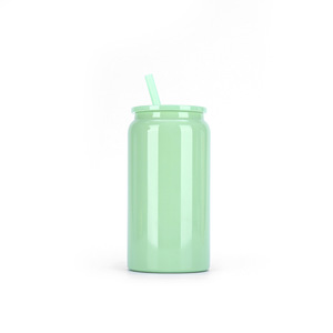 Nueva Llegada RTS 16oz Doble Pared Vacío Colorido Sublimación Frasco de Acero Inoxidable Lata de Soda con Tapa Color Pajita Para Regalo - Product Image 2