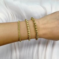 Bracelets tendance en acier inoxydable pour hommes et femmes, plaqué or 18 carats, avec panier de fleurs géométriques, à la mode