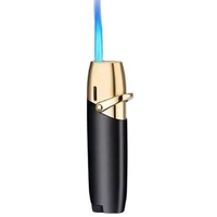 Métal Coupe-Vent Cigarette Jet Gaz Briquet Torche Bleu Flamme Droit Briquet Butane Gonflable Allume-cigare Nouveau Style