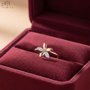 Dernière Collection : Parure de Bagues Tendance Faites à la Main, Style Floral, en Or Rose Massif 18K avec Diamants Naturels Véritables – Bagues de Mariage pour Femme - Product Image 4