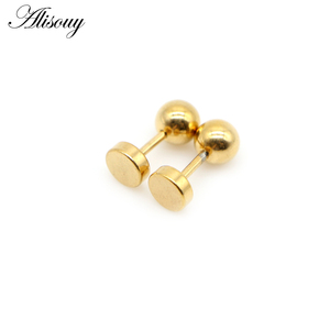 Alisouy, 2 uds., <span class=keywords><strong>pendientes</strong></span> de tuerca con tornillo redondo de bola de Color dorado de acero inoxidable para mujeres, hombres, bebés/niños, joyería Piercing de 4mm/5mm/6mm - Product Image 2