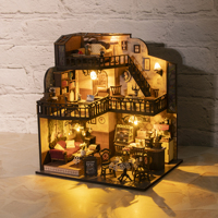Casa de Muñecas de Madera con Temática de Café, Nuevo Producto en Oferta, M2533 Fortunate Encounter, Kit de Casa de Muñecas en Miniatura para Armar