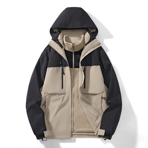 เสื้อโค้ทกันลม<span class=keywords><strong>3</strong></span> in 1กันน้ำสำหรับล่าสัตว์ปีนเขาเสื้อโค้ทกันฝนแบบถอดได้เสื้อแจ็คเก็ตกลางแจ้งสำหรับผู้ชาย - Product Image 5