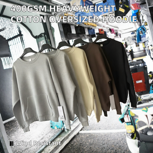 เสื้อสเวตเชิ้ตคอกลมทรงโอเวอร์ไซส์ ยูนิเซ็กซ์ สีพื้น ผ้าฝ้าย 100% เฟรนช์เทอร์รี่ สวมใส่สบายๆ สำหรับฤดูใบไม้ร่วง - Product Image 2