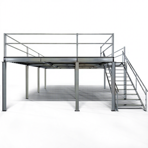 창고용 중이층 랙 스토리지 선반 	 슈퍼마켓용 헤비듀티 랙 	 산업용 선반 창고 랙 블랙 - Product Image 1