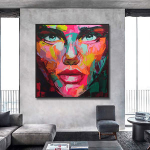 Décoration d'intérieur, peinture abstraite de visage de femme, peinture à la palette, art pop artisanal, figurines et portraits - Product Image 2