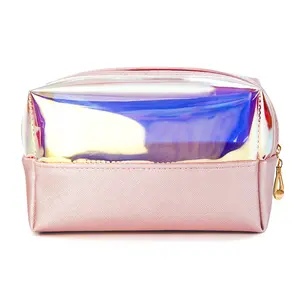 Waterproof Foldable Makeup Bag Travel Make Up Bag Hologram Clutch Cosmetic Pouch Makeup Bag With Transparent Window