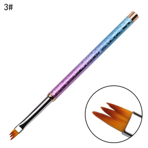 Pinceau à ongles en nylon à poils plats, manche métallique dégradé, forme spéciale pour la peinture de fleurs en forme de pétale, outil de manucure en gel pour salon - Product Image 4