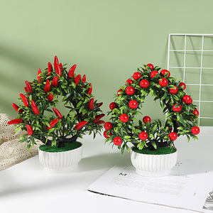 Bonsái Artificial en Forma de Corazón Qi Xing, 24 cm, Fruta de la Fortuna de Plástico, Decoración para el Hogar, Decoración de Escritorio - Product Image 2