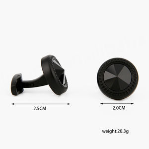 Boutons de manchette pour hommes de haute qualité, à la mode, avec une simplicité créative et un design cool, couleur sable noir, accessoires de chemise circulaires - Product Image 5