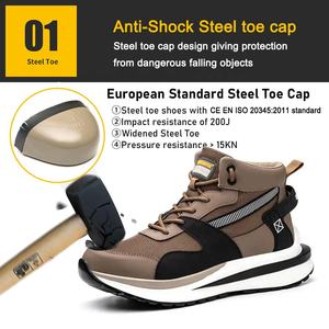 حذاء سلامة للرجال بتصميم رياضي خفيف الوزن مع مقدمة من الصلب للحماية من الصدمات والثقب، ومقاوم للانزلاق والزيوت والأحماض لحماية العمال - Product Image 3