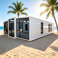 Maison conteneur préfabriquée extensible de luxe entièrement meublée 20ft 40ft, villa préfabriquée portable 2 chambres avec salle de bain