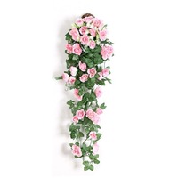 Guirlande de roses artificielles et plante araignée, fleurs de gloire du matin en soie, décoration murale suspendue au plafond pour salon, mariage