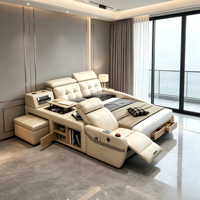Smart-Bett Kingsize-Rahmen Queensize mit Stauraum Massage-Funktion Verstellbar zur Platzersparnis Europäischer Stil Luxuriöse Moderne Schlafzimmermöbel