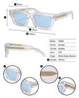 Lunettes de soleil tendance haut de gamme pour hommes et femmes 2026 – Lunettes personnalisées vintage UV400, polarisées, en acétate épais, de créateur