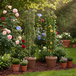 Obelisco de Jardín con Enrejado de Hierro de 6 Pies para Plantas Trepadoras, Uso en Exteriores, Estilo Clásico, Fácil de Montar - Product Image 2